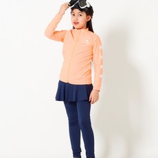 ELINBOA 青少年橘色拉鍊式沙灘裝+兩件式短褲緊身褲裙