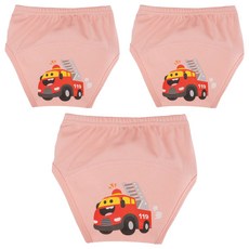 아가짱 유아용 프랜들리 배변훈련팬티, 분홍색(소방차), 3개