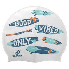 SABLE 黑貂 兒童泳帽 C93（白線稿）, F, 白綠橘, 1個