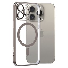 TOTU 拓途 iPhone 15 Pro Max 一體式鏡頭貼磁吸電鍍手機防摔殼, 灰色