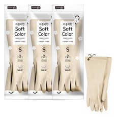 명진 소프트컬러 고무장갑, 라이트베이지, 소(S), 3세트