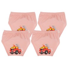 아가짱 유아용 프랜들리 배변훈련팬티, 분홍색(소방차), 4개
