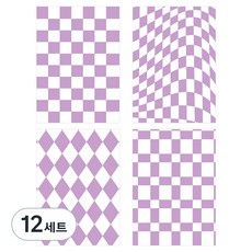 Iciel design 6孔補充內頁 棋盤格 4款組合 薰衣草, 12套