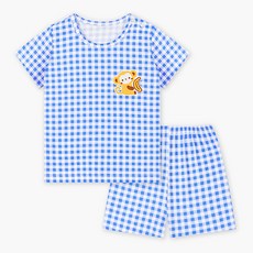 unifriend 兒童格紋猴子五分家居服套裝
