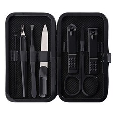 SC優選 指甲刀套裝 修甲美甲工具7件組, 1組, 黑色