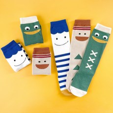 cocoB Dorothy 孩童笑臉印花及膝長襪 3雙組