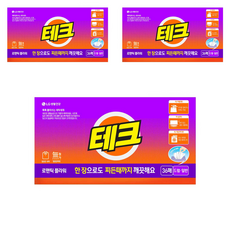테크 간편 시트세제 일반드럼 겸용 로맨틱 플라워향, 36매, 3개