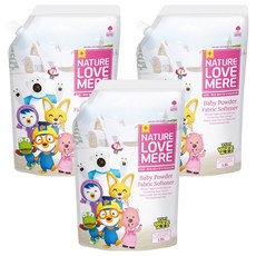 NATURE LOVE MERE 啵樂樂 超濃縮凝膠嬰兒衣物柔軟精 爽身粉香 補充包, 1.5L, 3個