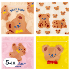미미파티 귀여운 곰돌이 다용도 지퍼백 포장 봉투세트 40p, 큐트 베어 믹스, 5세트