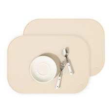 Haru Gonggan 圓形矽膠餐桌墊, 米色, 2個