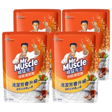 Mr Muscle 威猛先生 地板清潔劑補充包 清新鮮橙 清潔芳香升級 溫和近皮膚pH值, 1.8L, 4包