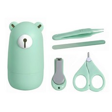 Meebill 幼兒用可愛指甲修剪組, 綠色小熊款, 1組