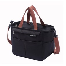 Mega 日式加厚帆布保溫便當包, 黑色, 23 x 15 x 20cm, 1個