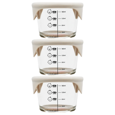LocknLock 樂扣樂扣 GLASS 副食品圓形保鮮盒 透氣孔蓋款, 230ml, 淺粉色, 3個