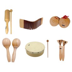OPPA 奧福樂器 純粹原木樂器6件組 手拍鼓 + 沙鈴 + 碰鐘 + 響板 + 木塊琴 + 木魚刮葫, 1組, 原木色