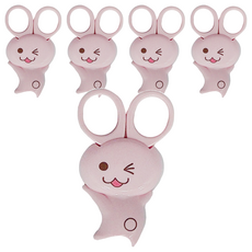 SHIMOMURA 下村 安全剪刀 附磁鐵 兔子, 88x53x15mm 不鏽鋼 ABS樹脂 碳鋼, 5個