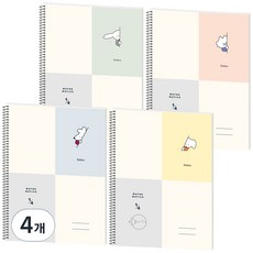 moong9 Bobba 4分格數學練習本 4種組, 灰色、綠色、粉色、黃色, 4個