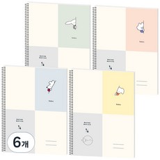 moong9 Bobba 4分格數學練習本 4種組, 灰色、綠色、粉色、黃色, 6個