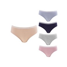 BASE ALPHA ESSENTIALS 女款柔軟棉質中腰內褲 5件組, XL, 膚色 + 灰色 + 薰衣草紫 + 粉色 + 海軍藍