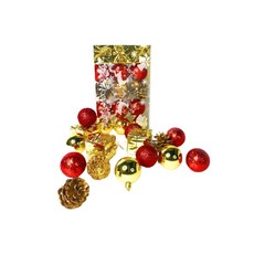 MODACore 摩達客 聖誕樹球飾掛飾 松果禮物盒 Set 30 台灣品牌 歐美經典風格 聖誕50mm, 紅金, 1盒