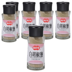 真好家 白胡椒鹽 - 高溫乾燥烘焙 台灣製造, 45g, 6瓶
