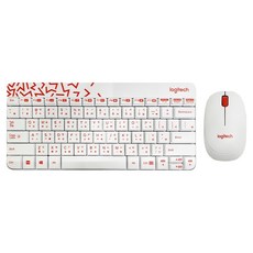 logitech 羅技 Nano 無線鍵盤滑鼠組, MK240, 白色 + 紅色, 無數字鍵盤