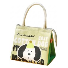 Mega 時尚多彩動物加厚鋁箔保溫袋 保冷包 便當袋 野餐袋 學生餐袋, 綠狗狗, 1個