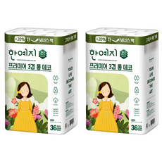 Hanyeji Premier 3層裝飾捲筒衛生紙 天然紙漿 30m, 36m, 30入, 2個