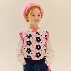 RieBello 女童愛心花朵針織背心