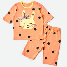 유니프랜드 아동용 도트래빗 싱글슬럽 7부 내의 상하의 세트