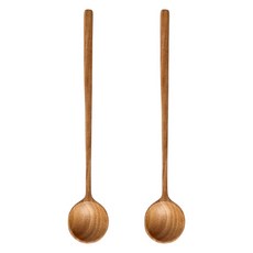 Nachure Cutlery 天然木長柄果醬匙 攪拌匙 17 x 2.8cm, 木色, 2支