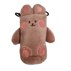 뷰레이터닷컴애니멀극세사캐릭터물병가방, 1개, 브라운곰