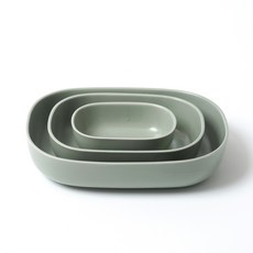 BOWLBOWL 韓國製 復古系列 橢圓碗, 綠茶拿鐵, 3個