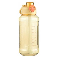 日本 FOREVER 彈蓋式吸管運動水壺 胖胖款 10 x 26cm, 黃色, 1.2L, 1個