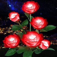 VISANG 玫瑰花太陽能LED庭園燈 RGB照明 6朵 1p, 紅色