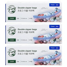 프로그 더블 지퍼백 냉동용, 중(M), 15개입, 3개