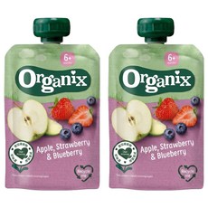 Organix 歐佳 水果纖泥 蘋果+草莓+藍莓, 100g, 2包
