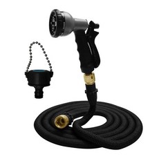 Effect 第八代高壓一體式8段彈力伸縮水管，7.5公尺，防汙耐用, 1組, 黑色