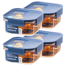 LocknLock Bisfree Modular Plus 方形密封容器 海軍藍, 4個, 4個容器 + 4個蓋子