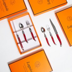 장네론 라귀올 선물패키지 케이크세트, 레드, 스푼 + 포크 + 나이프, 1세트