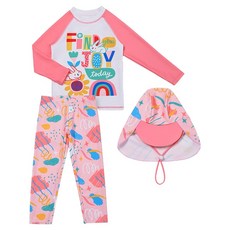 Yubeulli 兒童 Pyeongjoying 印花長袖 + 長褲防曬泳衣套裝