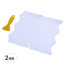 Aurafam 浴室浴缸防滑波浪貼條 S型 + 刮板組, 透明(膠帶), 2套