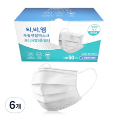 티비엠코리아 일회용 덴탈마스크 대형, 50개입, 6개, 화이트