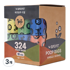 도그아이 POOP BAGS 배변봉투 리필, 랜덤 발송, 324개입, 3개