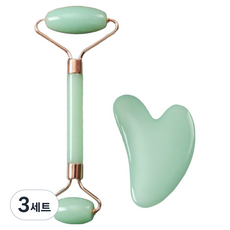 올웨일리 더블헤드 페이스 롤러 보드 + 괄사 마사지기 세트 TSP2514, 3세트, 그린
