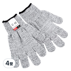 FANCY LIFE 萬用防割手套 女款 4雙 - 女性專用 園藝/廚房/DIY適用, S, 白 + 黑 + 灰色