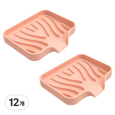 Woni家 排水矽膠肥皂架, 粉紅色, 12個