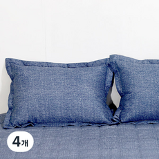 무이비엔 솔리드 베개 커버 솜포함, 블루, 4개