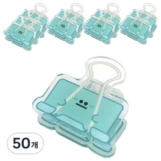 머니풀 귀여운 표정 클립 집게 블루, 50개, 민트