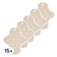 eechae 花朵一體成型棉質衛生棉 米色, 15個, 1入, 小型